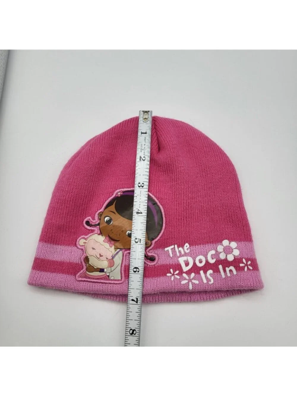 Disney Doc McStuffins girls' knit winter beanie hat cap Lamb hug